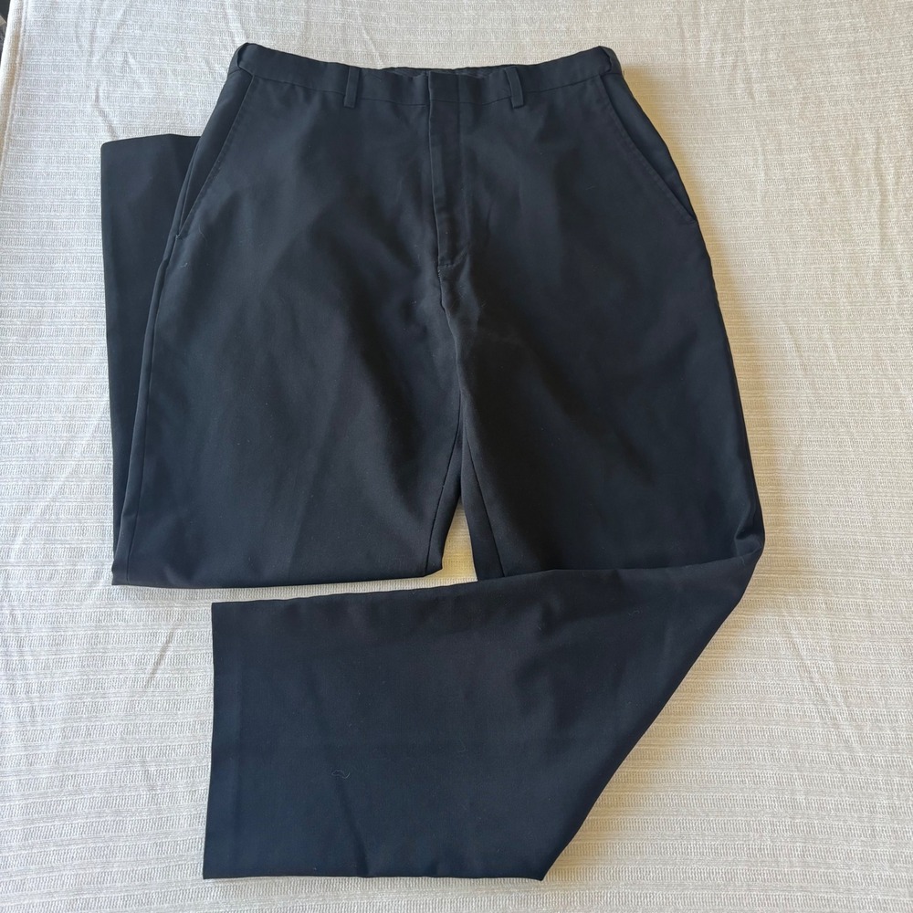 Haggar Black Label Mens 34x32 Black Wool Blend Flat Front Dress Pants